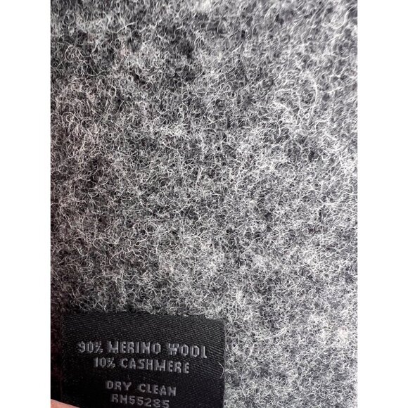 Express Merino Wool Cashmere Blend Scarf Black Grey Colorblock Fringe - Picture 3 of 4